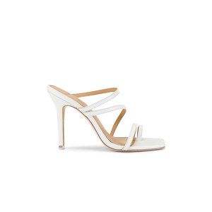 Like new BLACK SUEDE STUDIO Cindy Sandal in White Leather strappy heels